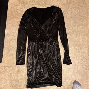 Free Press Metallic Black Long Sleeve Dress